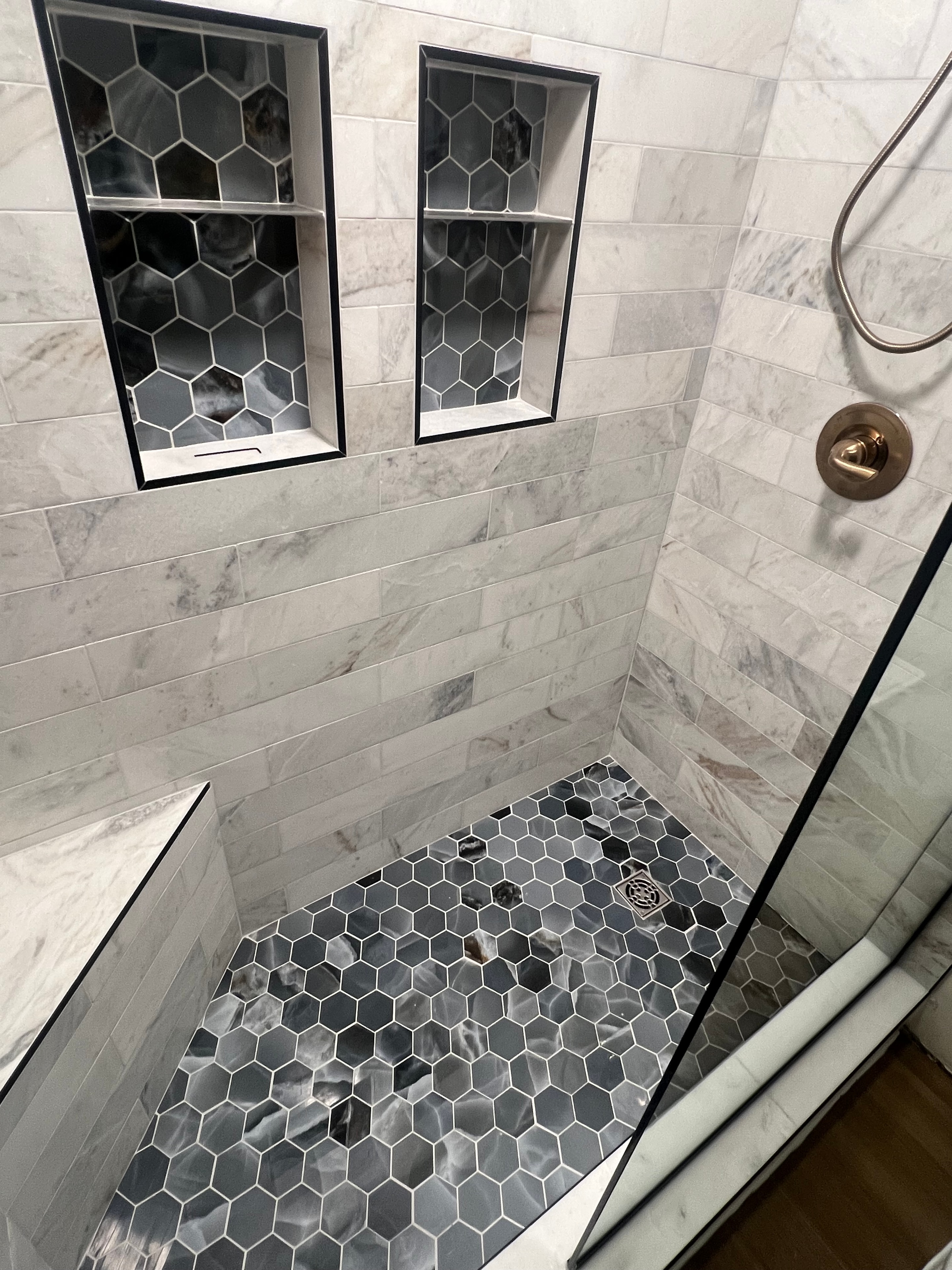 Modern renovated bathroom with tile and shower